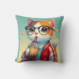 Cojín Decorativo Guay Cat bebiendo boba