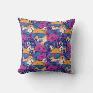 Cojín Decorativo Guay Foxes con gafas de sol, cámaras y flores