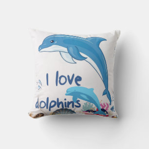 Cojín Decorativo Guay l Love Dolphins cita a amantes de los delfine