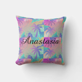 Cojín Decorativo Guay, palmas tropicales fluorescentes asombrosas