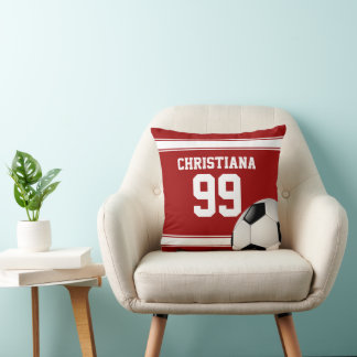 Cojín Decorativo Guay Red and White Stripes Jersey Soccer Ball