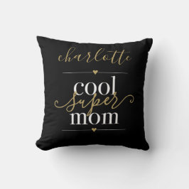 Cojín Decorativo Guay Super Mom Personalizado Negro Y Oro