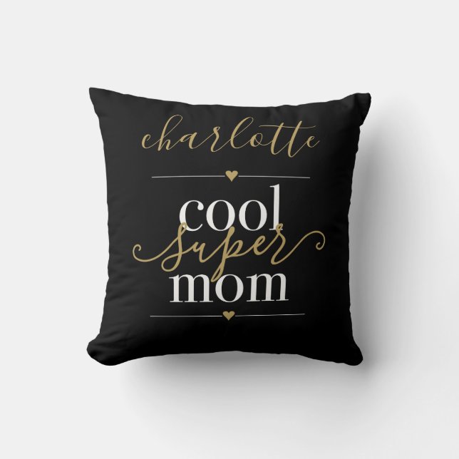 Cojín Decorativo Guay Super Mom Personalizado Negro Y Oro (Anverso)