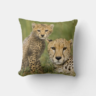 Cojín Decorativo Guepardo, Acinonyx jubatus, con cría