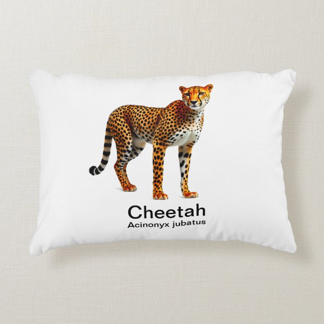Cojín Decorativo guepardo con fondo blanco (Anverso)