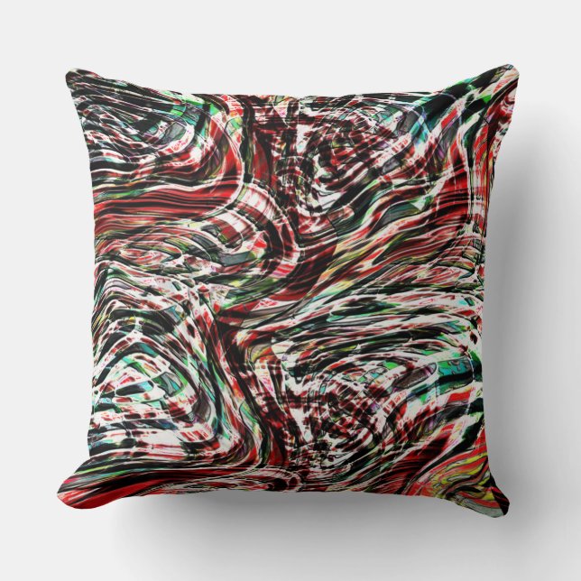 Cojín Decorativo Guerra de cintas rojas contra el cian (Anverso)