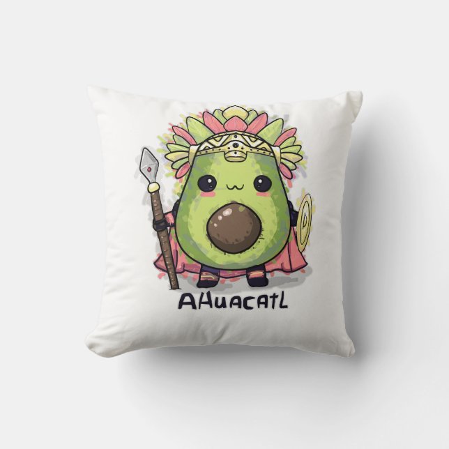 Cojín Decorativo Guerrero Ahuacatl Azteca Aguacado (Anverso)