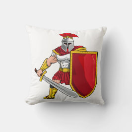 Cojín Decorativo Guerrero antiguo con espada y escudo en casco