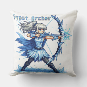 Cojín Decorativo Guerrero Arquero de Escarcha de Arte de Píxel Retr