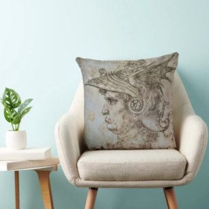 Cojín Decorativo Guerrero con casco de Leonardo