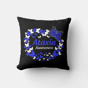 Cojín Decorativo guerrero de ataxia de mariposa con cinta azul T-Sh