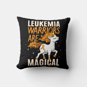 Cojín Decorativo Guerrero de leucemia Magia Unicornio Naranja Ribbo