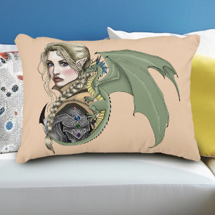 Cojín Decorativo Guerrero Elfo Dragón Fantasía Mágico Medieval Melo