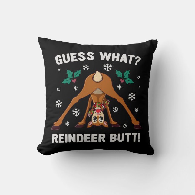 Cojín Decorativo Guess What Reindeer Butt Christmas Joke (Anverso)