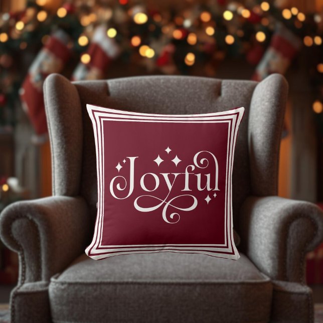 Cojín Decorativo Guión alegre para navidades (Christmas Joyful Script Throw Pillow)