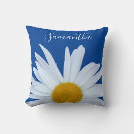 Cojín Decorativo Guión blanco azul del océano margarita