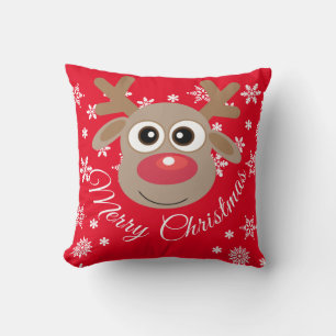 Cojín Decorativo Guión blanco de Navidades rojos Personalizado de r