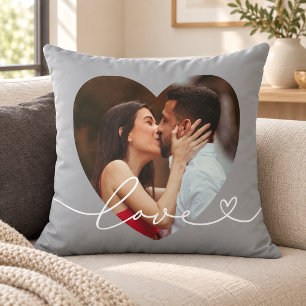 Cojín Decorativo Guion de amor gris Foto Corazón Pareja