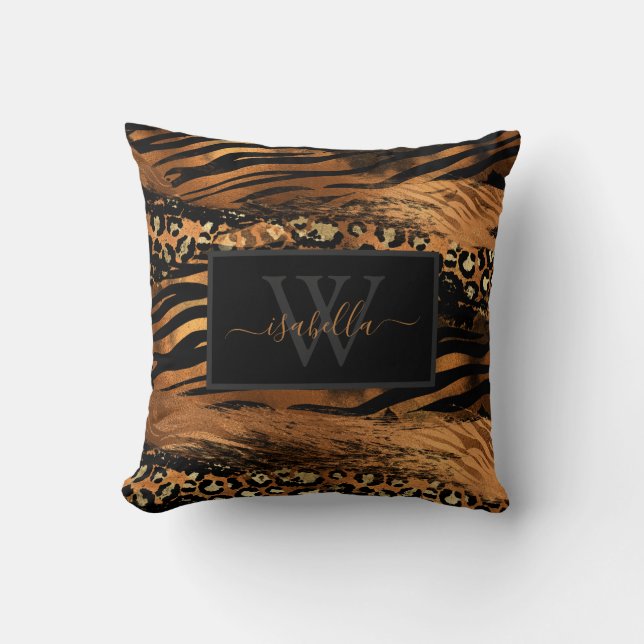 Cojín Decorativo Guion de brillo moderno monogramado (Anverso)