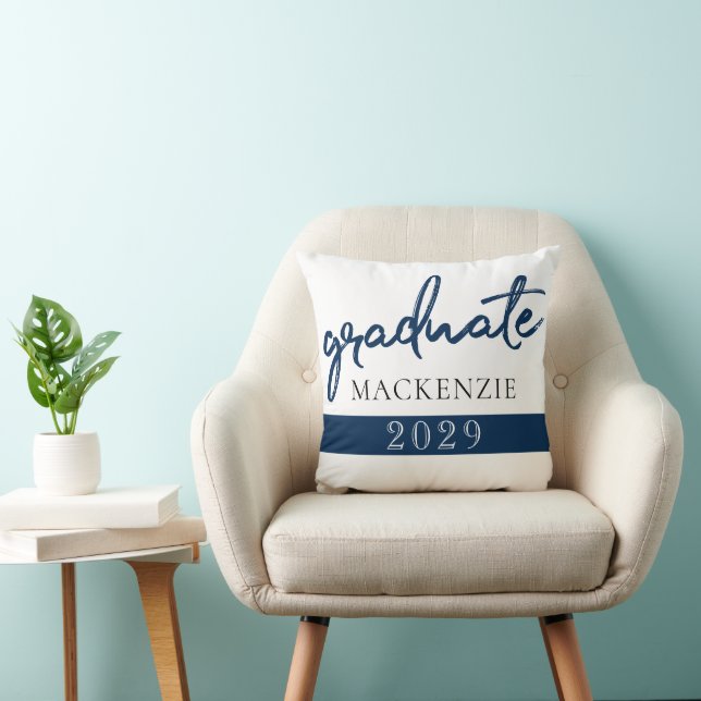 Cojín Decorativo Guión de la Marina Graduada | Ropa de pincel azul  (Silla)