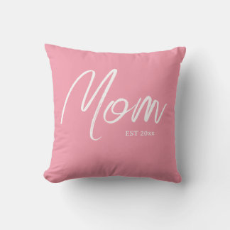 Cojín Decorativo Guion de mamá elegante rosa con año establecido