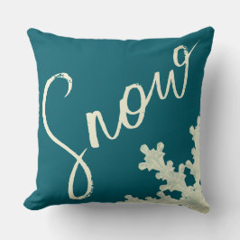 Cojín Decorativo Guión de nieve pizarra azul y invierno elegante de