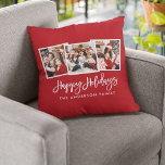 Cojín Decorativo Guión de pincel moderno 3 Fotos Feriadas Rojo<br><div class="desc">Guión de pincel moderno 3 Fotografía Felices Fiestas Rojas Pillow</div>