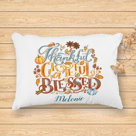 Cojín Decorativo Guión festivo Agradecimiento bendecido otoño