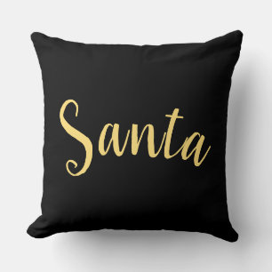 Cojín Decorativo Guión festivo de SANTA en negro rico formal