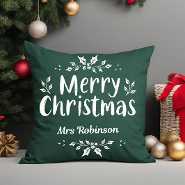 Cojín Decorativo Guión moderno Mareo Navidad Nombre personalizado
