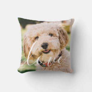 Cojín Decorativo Guión simple moderno de la foto de la mascota Amor
