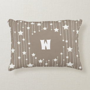 Cojín Decorativo Guirnalda de estrella blanca monogramo personaliza