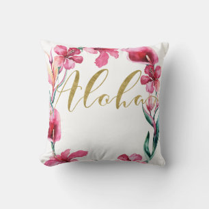 Cojín Decorativo Guirnalda de flores de hibisco floral de verano Al