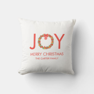 Cojín Decorativo Guirnalda de Navidad Alegre Familia