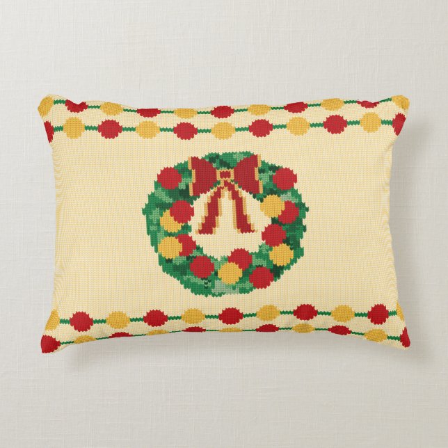 Cojín Decorativo Guirnalda de Navidad tejida (Anverso)