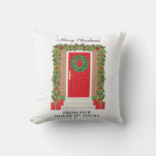Cojín Decorativo Guirnalda de puerta roja Corona Casa a la tuya