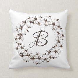 Cojín Decorativo Guirnalda del monograma del algodón (puede cambiar