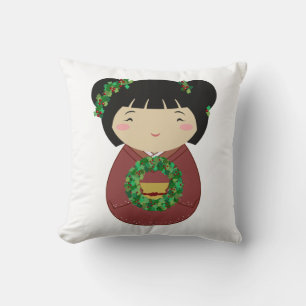 Cojín Decorativo Guirnalda del navidad de Kokeshi