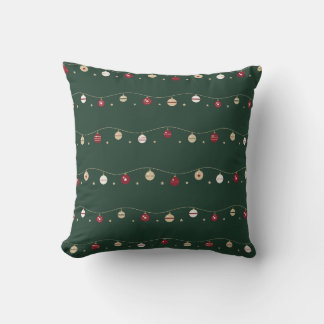 Cojín Decorativo Guirnaldas de adornos y estrellas sobre verde