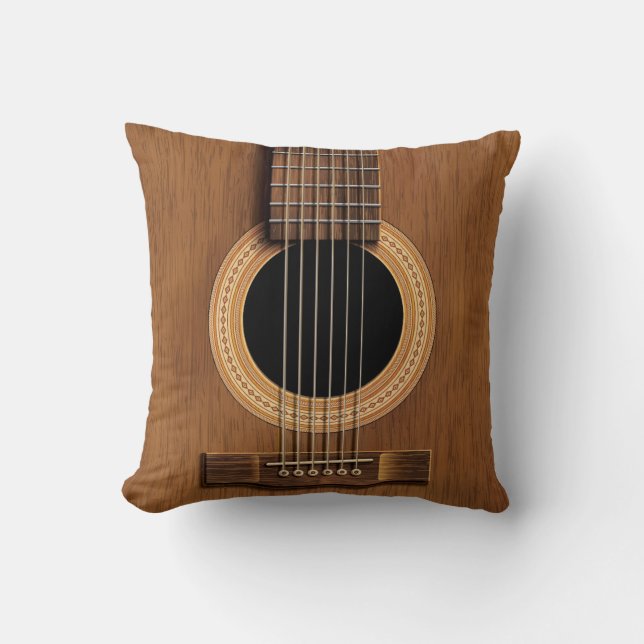Cojín Decorativo Guitarra acústica de madera caliente (Anverso)