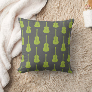 Cojín Decorativo Guitarra acústica grungy lunares verde lima