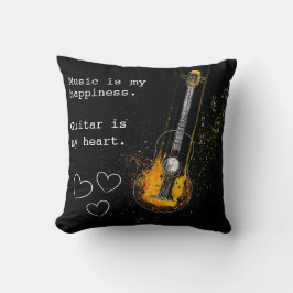 Cojín Decorativo Guitarra acústica moderna negra