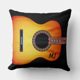 Cojín Decorativo Guitarra Acústica Monogramada Negra
