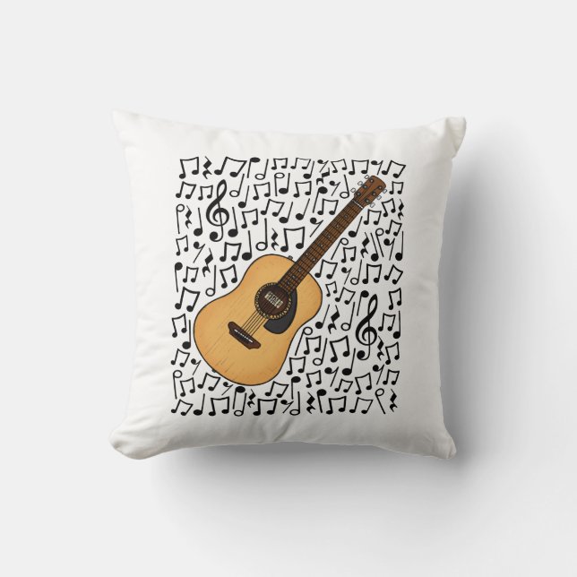 Cojín Decorativo Guitarra acústica notas musicales música guitarris (Anverso)
