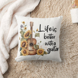Cojín Decorativo Guitarra De Nombre personalizar Con Girasol