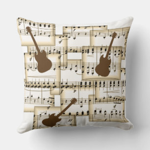 Cojín Decorativo guitarra de papel de música fondo de lanzamiento a