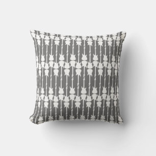 Cojín Decorativo Guitarra eléctrica blanca con rayas, gris