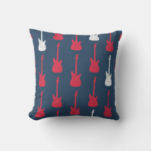 Cojín Decorativo Guitarra eléctrica clásica grungy con lunares rojo