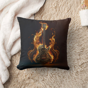 Cojín Decorativo Guitarra eléctrica en llamas