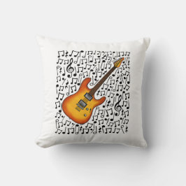 Cojín Decorativo Guitarra Eléctrica Notas Musicales Músico Guitaria